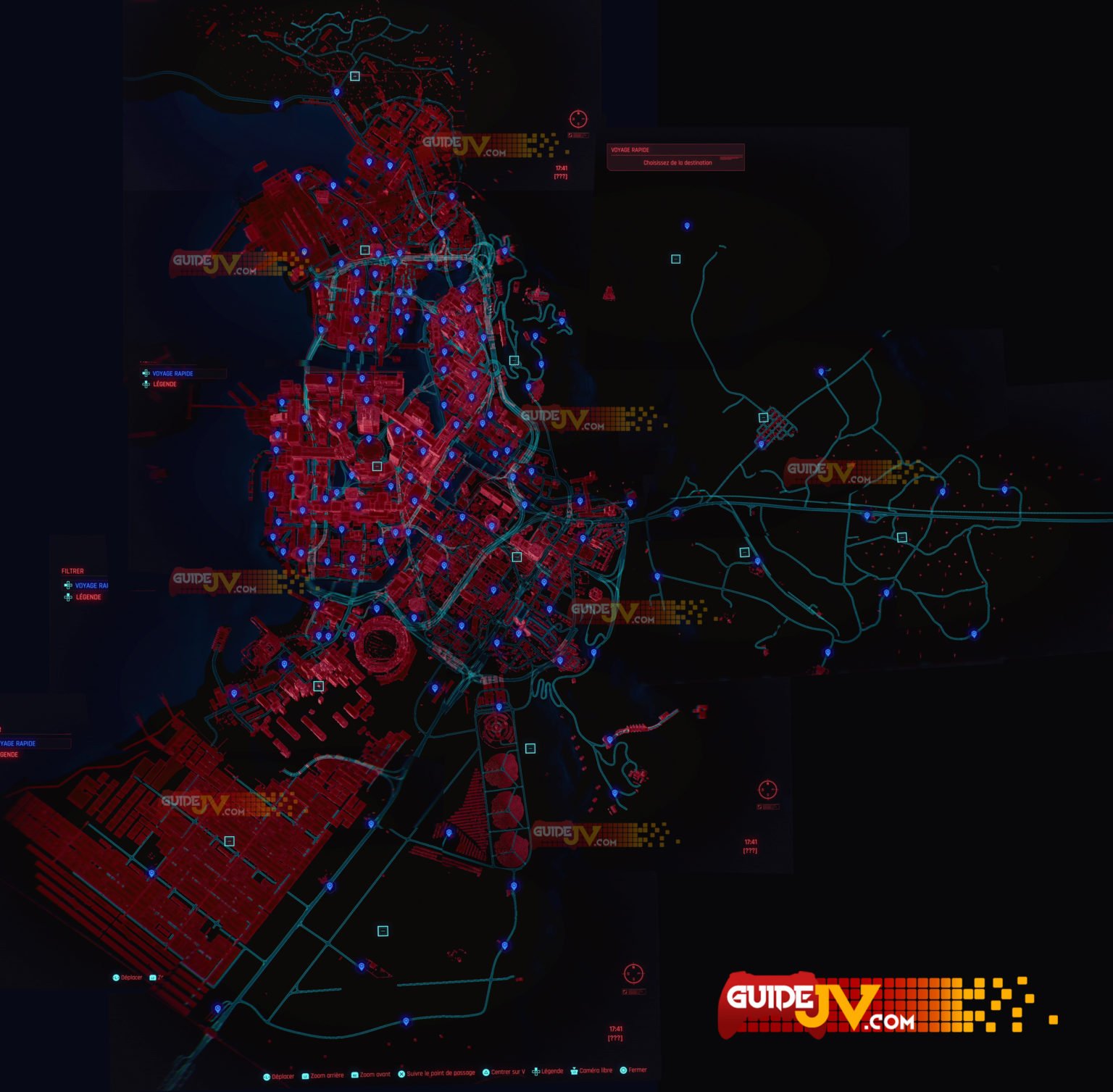 Cyberpunk Emplacements Et Carte De Tous Les Terminaux De Voyage